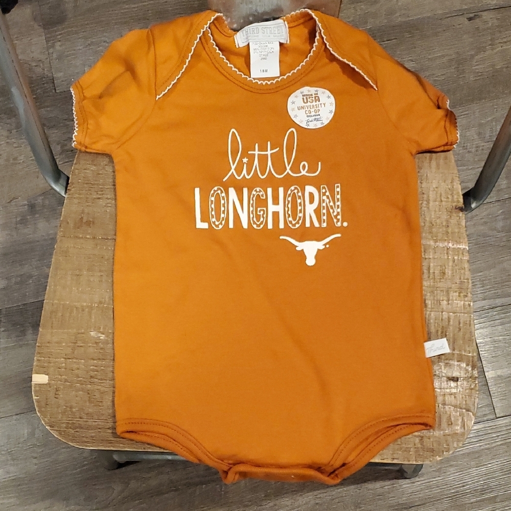 18 Months Baby Girl Little Longhorn Orange Baby Onesie